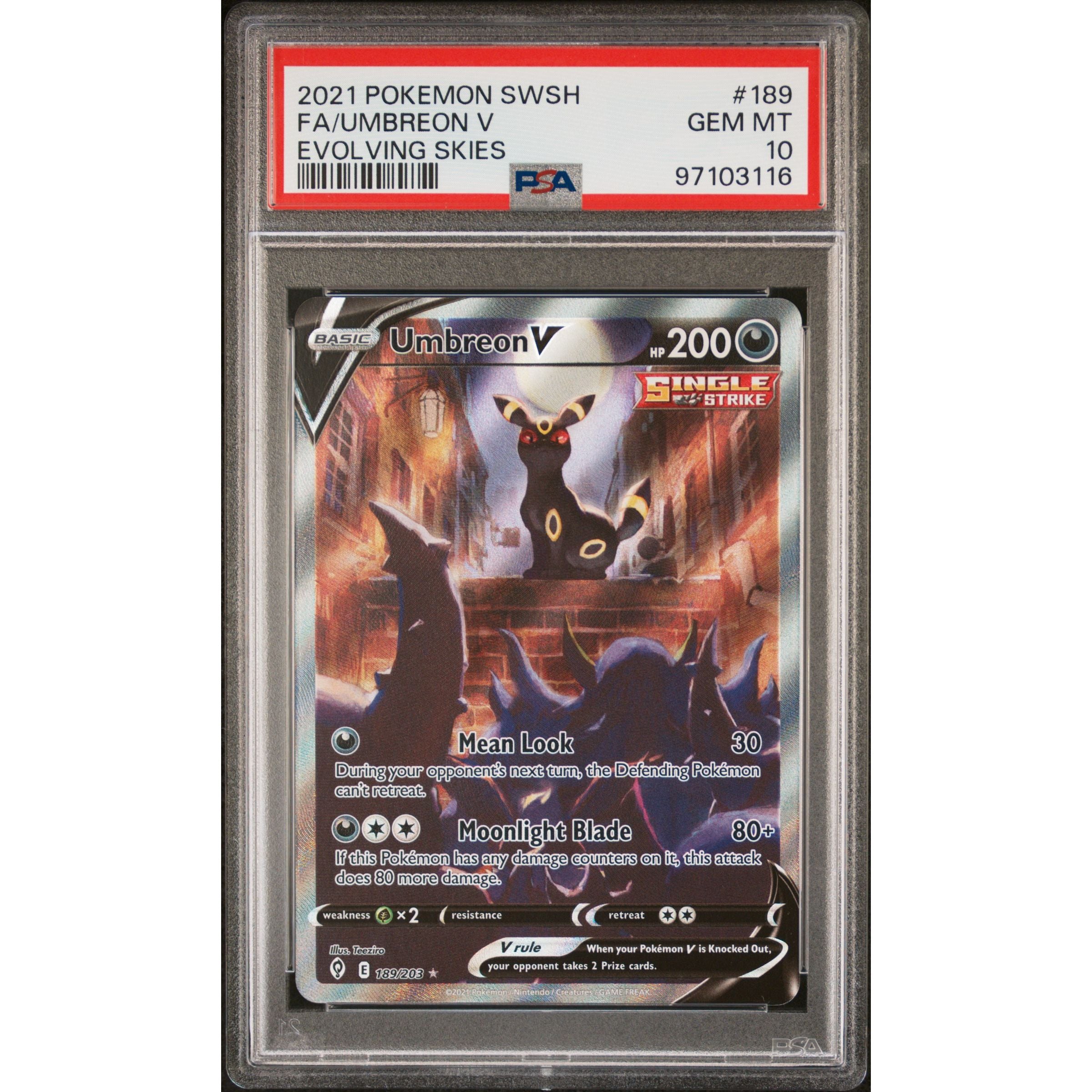 Umbreon V #189 PSA 10 – Evolving Skies Pokémon TCG | Rogerz.dk