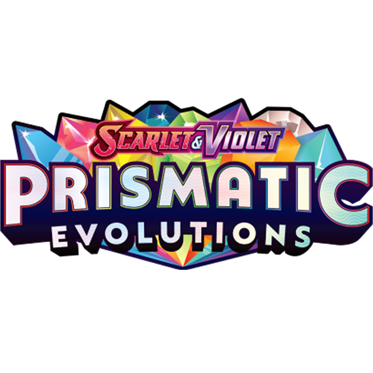 Logo for Pokémon Scarlet & Violet Prismatic Evolutions featuring crystalline shapes.