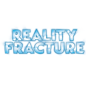 The words Reality Fracture appear in large, icy blue letters with cracks and glowing effects on a white background.