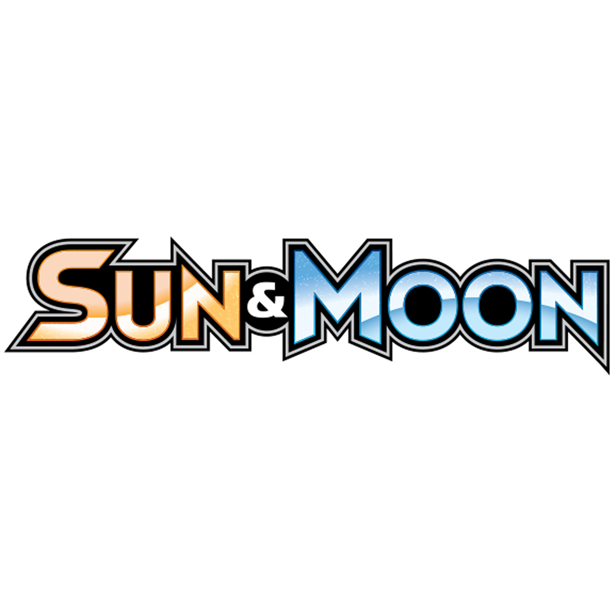 Logo for Pokémon Sun and Moon with the word Sun in orange and Moon in blue.