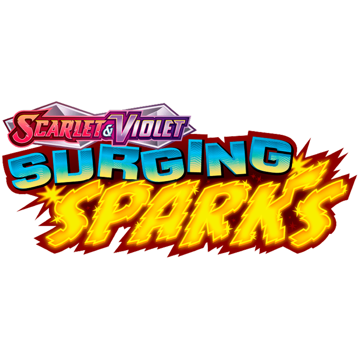 Logo for the Pokémon Trading Card Game expansion Scarlet & Violet: Surging Sparks.
