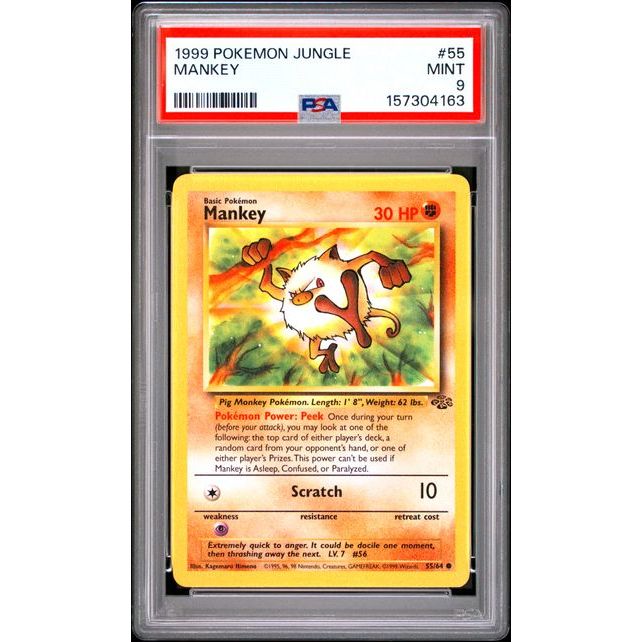 Pokémon TCG: Mankey #55 Jungle PSA 9 – WotC collectible card