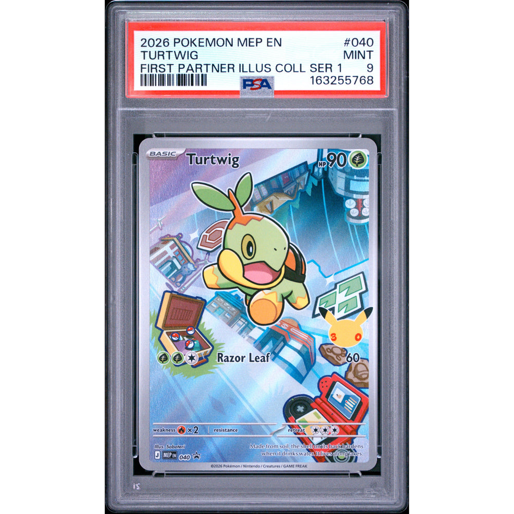 Pokémon TCG: Turtwig #040 PSA 9 - Mega Evolution Black Star promokort