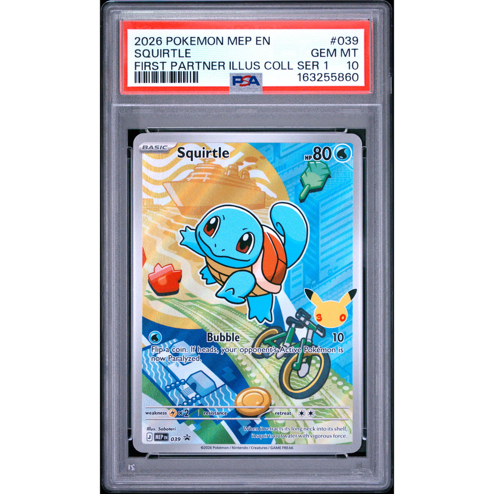 Pokémon TCG: Squirtle #039 PSA 10 - Mega Evolution Black Star promokort