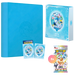 A Pokemon Glaceon Terastal Grand Crystal Gathering Gift Box by The Pokémon Company, featuring a blue binder, two card sleeves, a box with Glaceon artwork, and eight booster packs with Pokémon illustrations—all displayed against a white background.