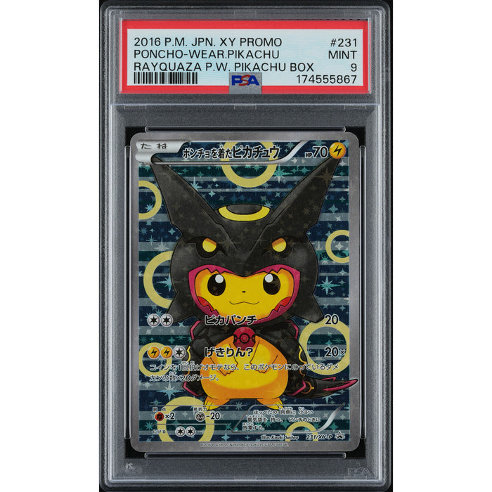 Pokémon TCG: ponchoklädd Pikachu Rayquaza #231 PSA 9 - P.W Pikachu Box