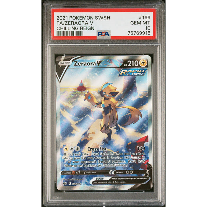 Pokémon TCG: Zeraora V 166 PSA 10 - Chilling Reign