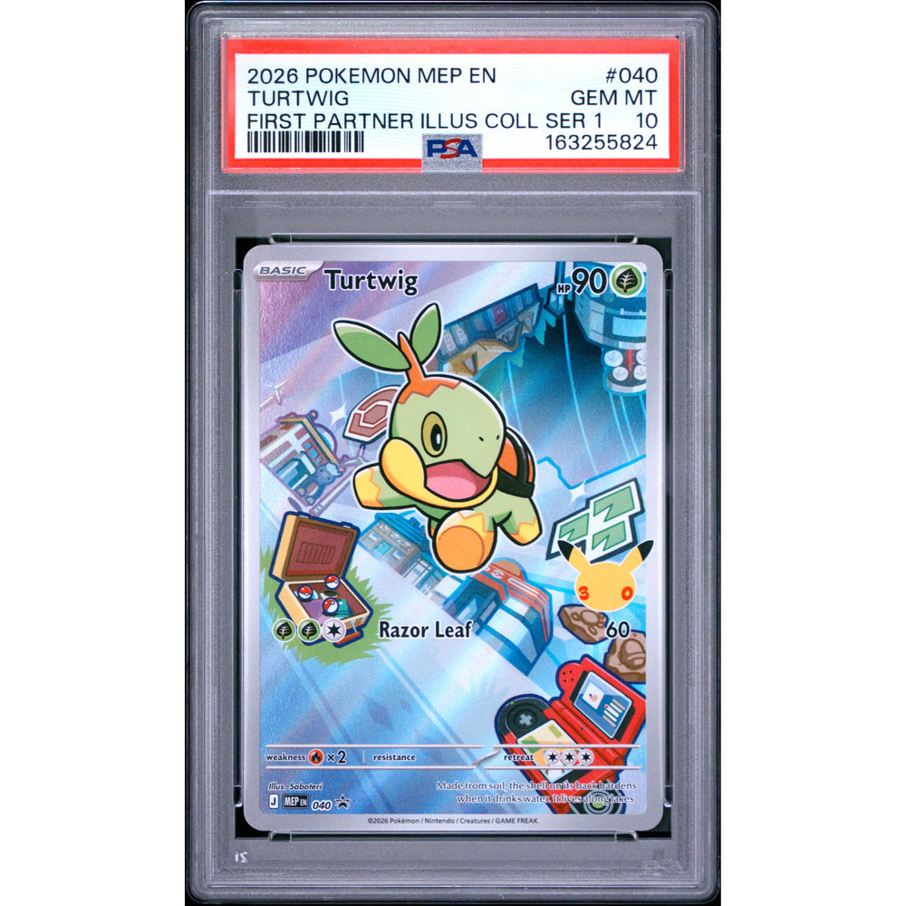 Pokémon TCG: Turtwig #040 PSA 10 - Mega Evolution Black Star Promos