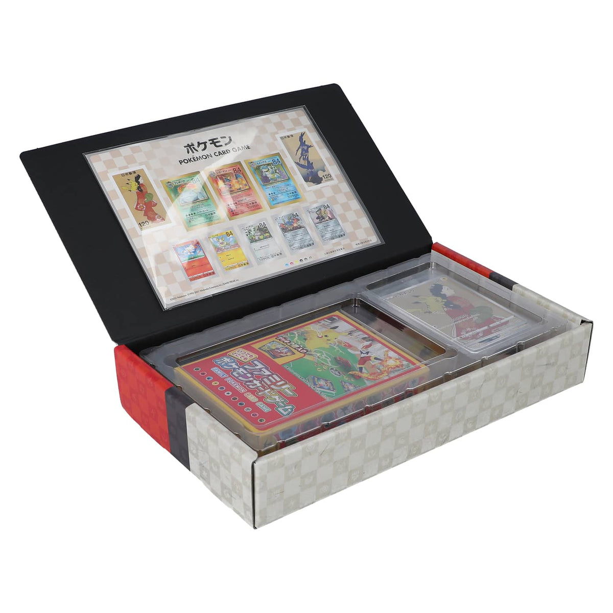 The 2021 Pokemon Japanese Post Stamp Box by The Pokémon Company features exclusive cards, a booklet, lid artwork, and the sought-after Pikachu promo—a must-have japansk samlersæt for dedicated collectors.