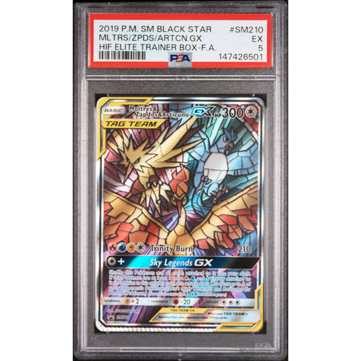 Pokémon TCG: Moltres & Zapdos & Articuno Gx SM210 PSA 5 - Sun & Moon Black Star Promo-147426501