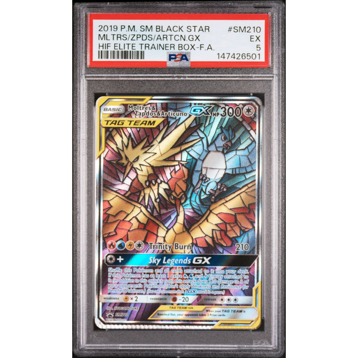 Pokémon TCG: Moltres & Zapdos & Articuno Gx SM210 PSA 5 - Sun & Moon Black Star Promo-147426501