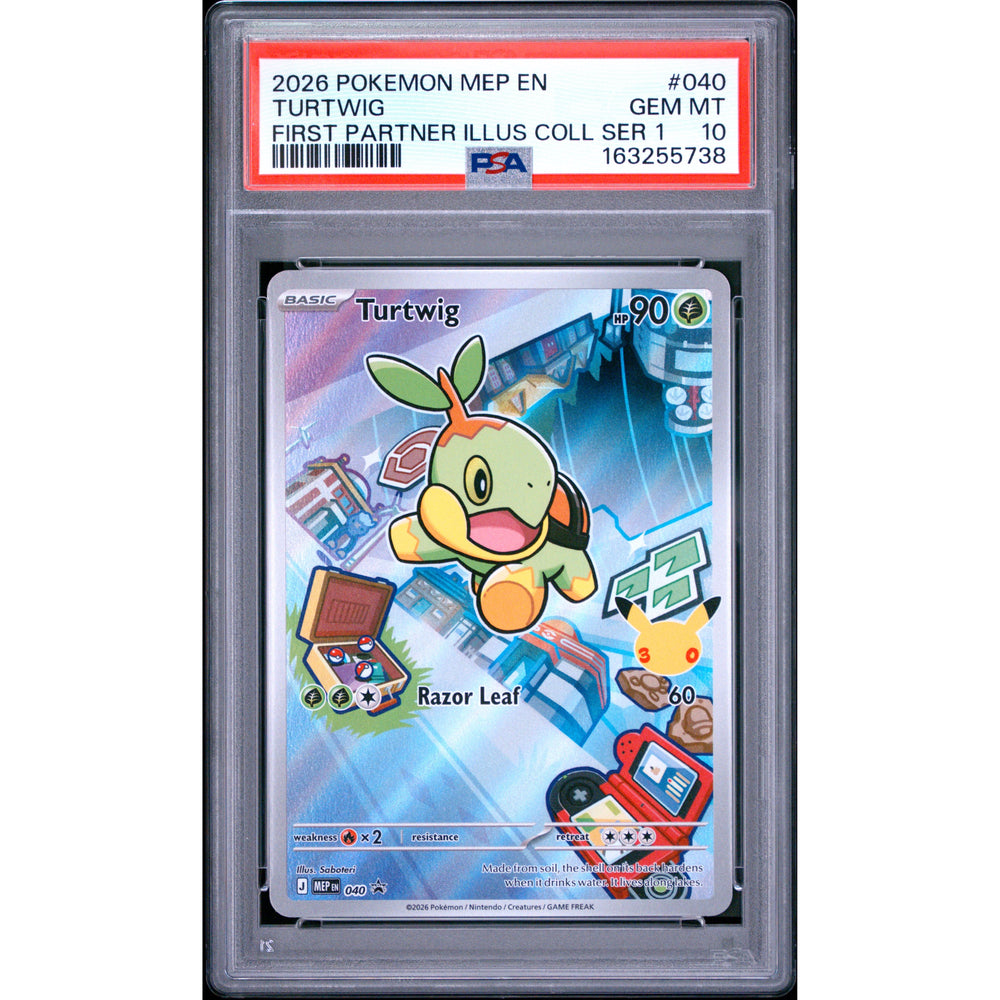 Pokémon TCG: Turtwig #040 PSA 10 - Mega Evolution Black Star Promos