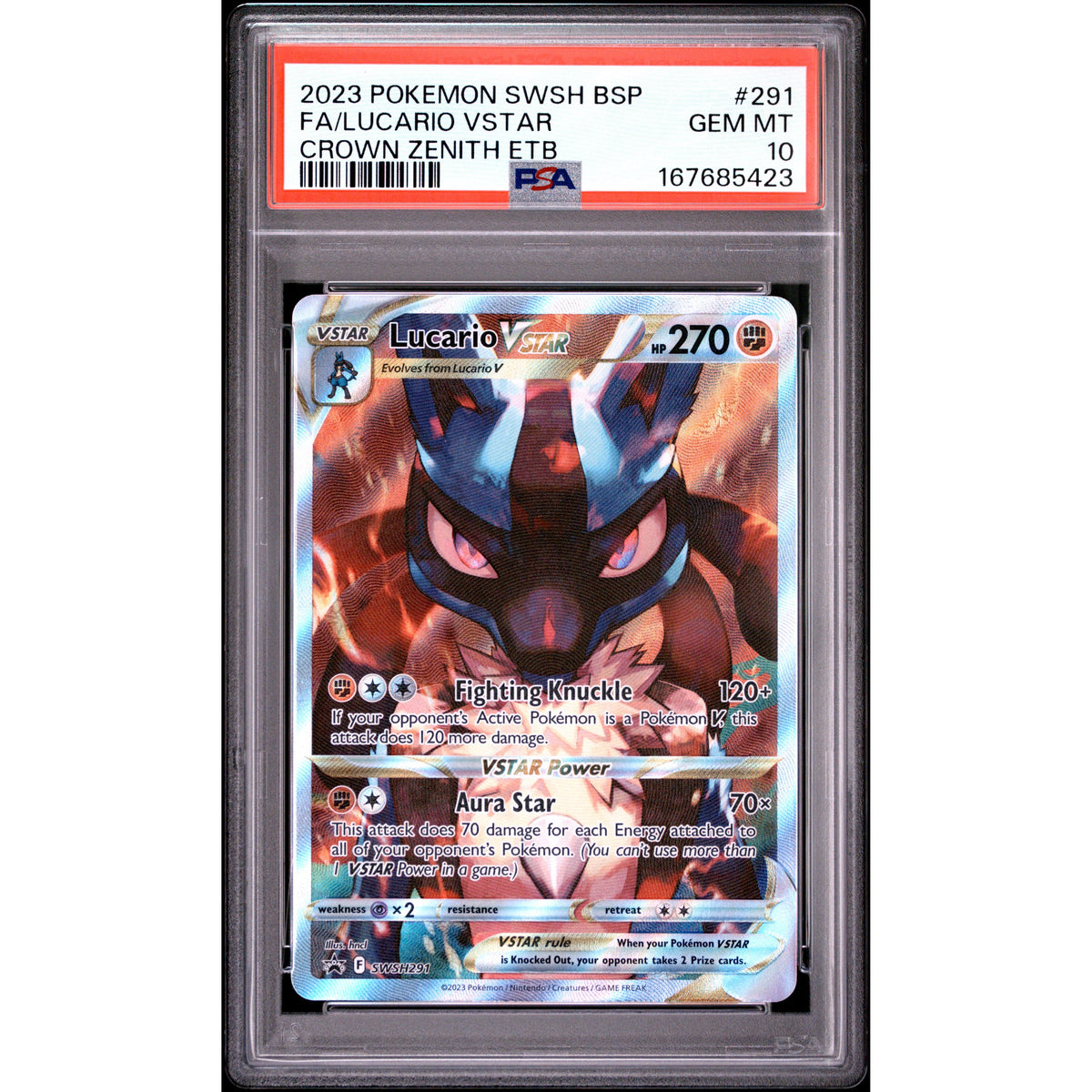 Pokémon TCG: Lucario Vstar #291 PSA 10-167685423