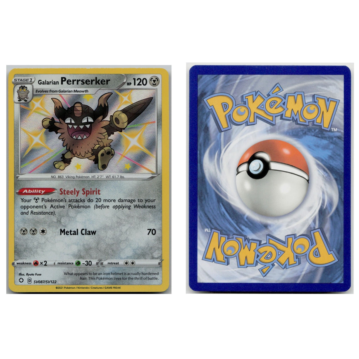 Pokémon TCG, Galarian Perrserker (Shining Fates #SV87)