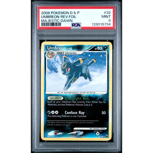 Pokémon TCG: Umbreon #32 PSA 9 Reverse Holo - Majestic Dawn