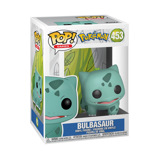 A Funko POP! Pokemon: Bulbasaur - #453 vinyl figure by Funko, displayed in its original packaging with vibrant branding and Pokémon-themed designs—an essential samlerfigur for any true fan.