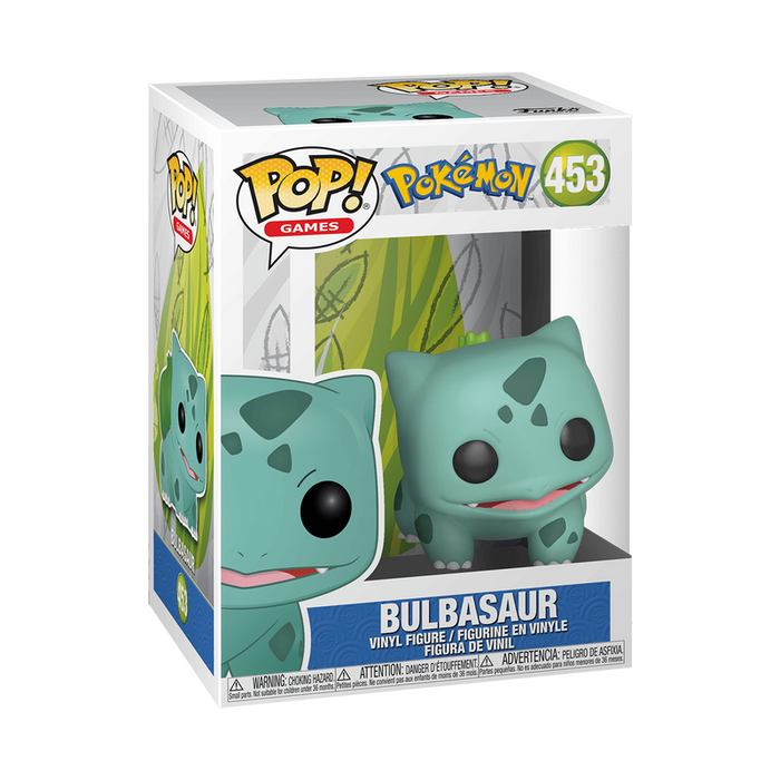 A Funko POP! Pokemon: Bulbasaur - #453 vinyl figure by Funko, displayed in its original packaging with vibrant branding and Pokémon-themed designs—an essential samlerfigur for any true fan.