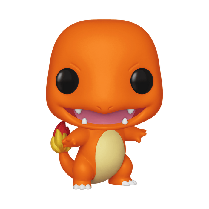 Funko POP! Pokemon: Charmander - #455 by Funko is a collectible vinyl figure featuring the beloved Pokémon standing upright with vibrant orange coloring, a flaming tail, large black eyes, a wide smile, and small fangs—all showcased in the iconic Funko Pop! style.