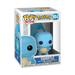 A Funko POP! Pokemon: Squirtle - #504 vinyl figure by Funko is displayed inside its mostly white box, which features colorful branding and a clear window revealing the blue Squirtle figure.