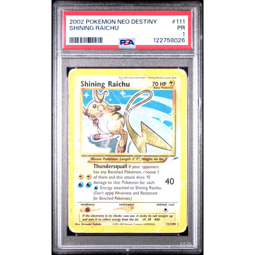 Pokémon TCG: Shining Raichu #111 PSA 1 - Neo Destiny-122758026