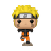 A Funko POP! Naruto: Naruto Uzumaki - #727 vinyl figure by Funko, featuring the anime character with spiky yellow hair, a headband, and an orange jumpsuit in a running pose, complete with black whisker marks on its cheeks.