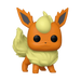 Funko POP! Pokemon: Flareon - #629 by Funko, a vinyl figure depicting the fire-type Pokémon with an orange body, cream-colored fluffy chest and tail, flame-shaped ears, and large black eyes, displayed on a white background.