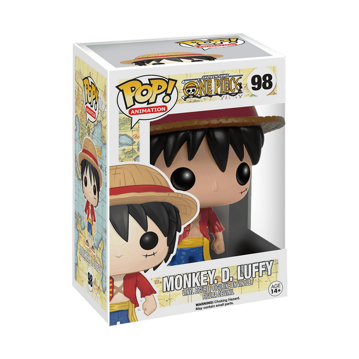 Funko POP! One Piece: Monkey D. Luffy - #98 by Funko, Inc. is an officially branded collectible figure, showcased in its windowed box for display.