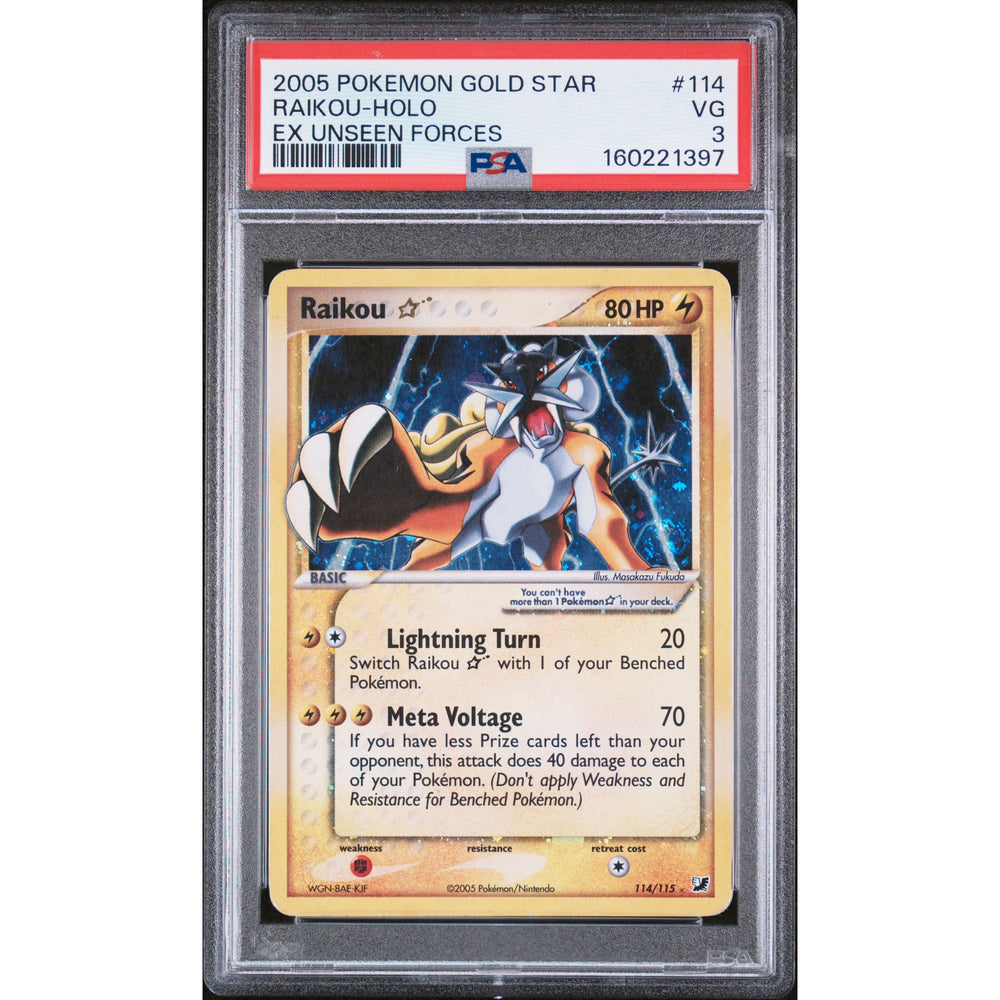 Pokémon TCG: Raikou Gold Star #114 PSA 3 - Unseen Forces