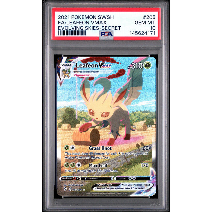 Pokémon TCG: Leafeon Vmax #205 PSA 10 - Evolving Skies-145624171