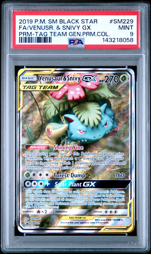 Pokémon TCG: Venusaur & Snivy Gx SM229 PSA 9 - Sun & Moon Black Star Promo-143218058