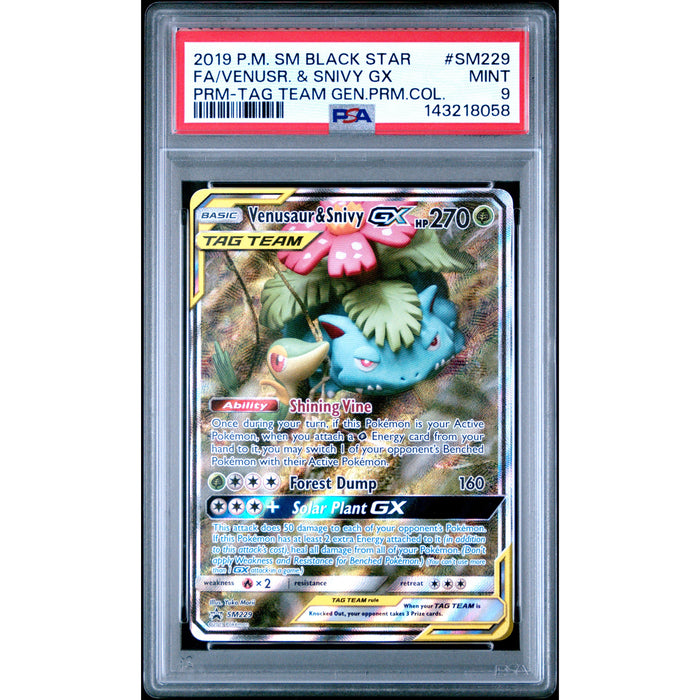 Pokémon TCG: Venusaur & Snivy Gx SM229 PSA 9 - Sun & Moon Black Star Promo-143218058