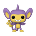 A Funko POP! Pokemon: Aipom (#947) vinyl figure by Funko, featuring the purple cartoon monkey Pokemon with large ears, a yellow face and belly, big black eyes, a wide smile showing four teeth, and a hand-shaped tail, posed standing and waving.