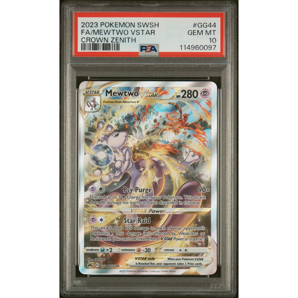 Pokémon TCG: Mewtwo Vstar #GG44 PSA 10-114960097