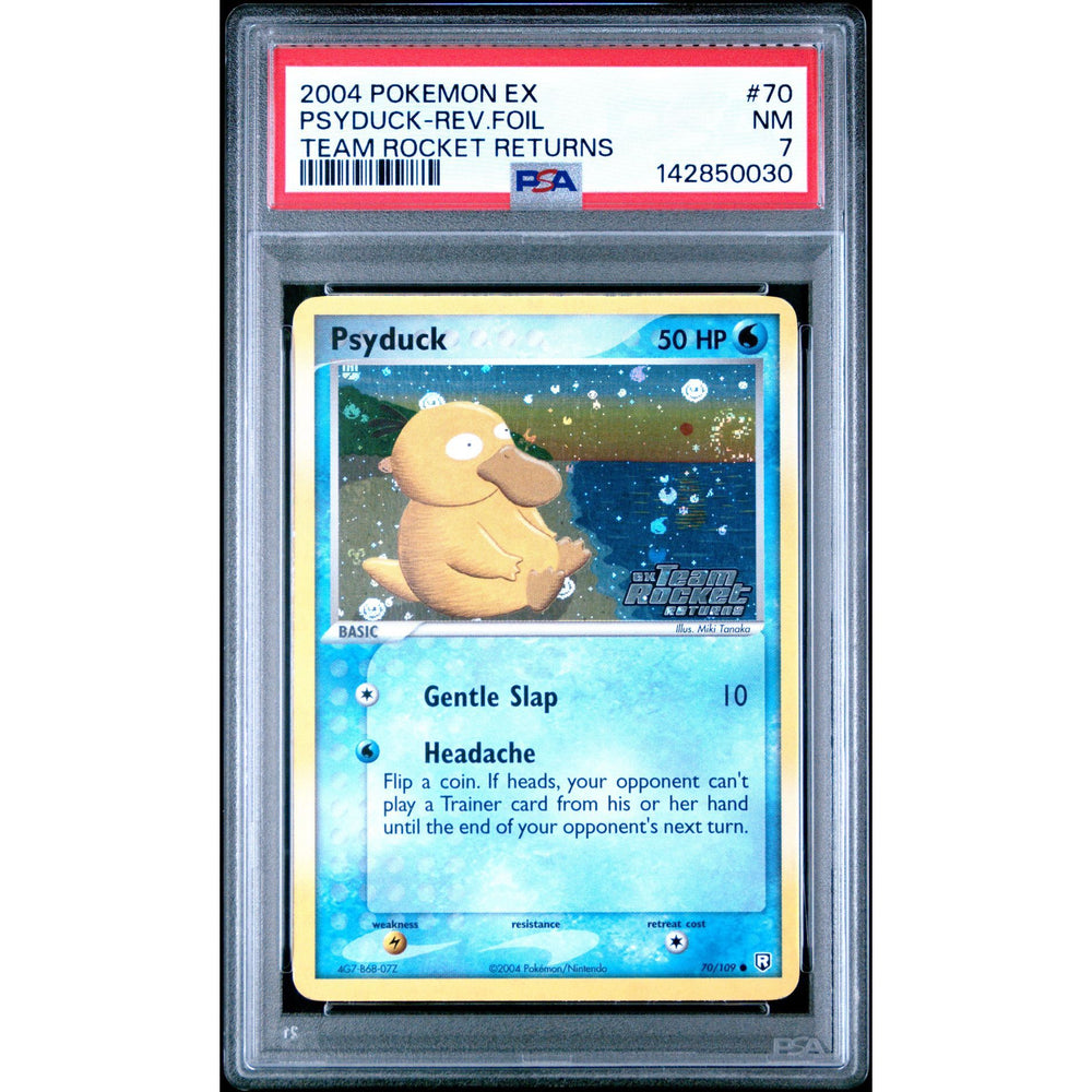 Pokémon TCG: Psyduck Reverse Holo #70 PSA 7 - Team Rocket Returns