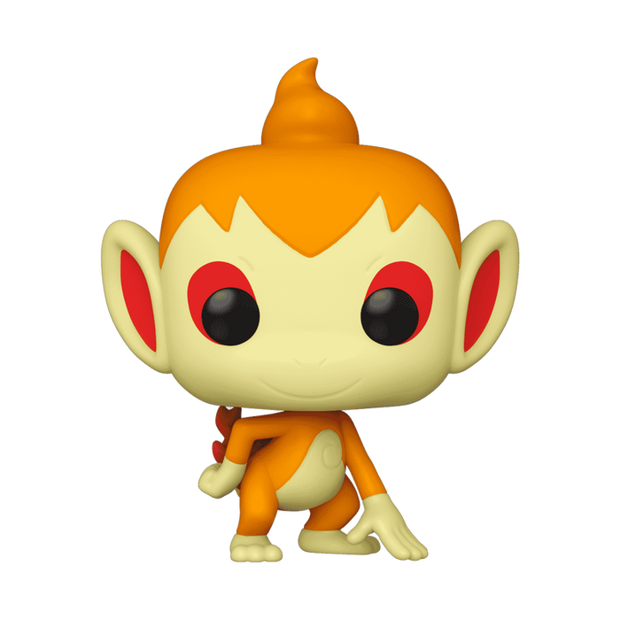 The Funko POP! Pokemon: Chimchar - #963 by Funko is a chibi-style collectible vinyl figure depicting the cartoon monkey Pokémon Chimchar, featuring orange fur, large red and black eyes, big ears, and standing on two legs with one hand on the ground.