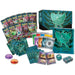 The Pokémon TCG: Twilight Masquerade Pokémon Center Elite Trainer Box by The Pokémon Company features booster packs, a themed deck box, card sleeves, energy cards, a player’s guide, damage counters, condition markers, dice, and promo cards—all with elegant teal and black designs. This exclusive set is available only at Pokémon Center.