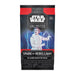 An Asmodee Star Wars: Spark of Rebellion Booster Pack, showcasing Princess Leia with a blaster in a futuristic setting, and labeled for ages 12 and up.