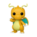 The Funko POP! Pokemon: Dragonite - #850 vinyl figure by Funko, Inc. features Dragonite, an orange dragon-like Pokémon with small wings, yellow antennae, and a cream-colored belly, standing and waving with one arm raised.