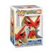 The Funko, Inc. Funko POP! Pokemon: Blaziken - #983 vinyl figure is showcased in its original box, featuring Blaziken in vibrant red and cream tones with a dynamic pose behind a clear plastic window—an ideal addition for any collector.