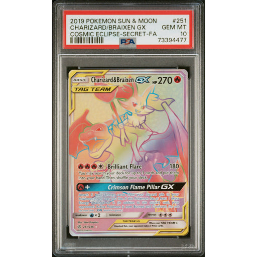 Pokémon TCG: Charizard& Braixen Gx #251 PSA 10 - Cosmic Eclipse-73394477