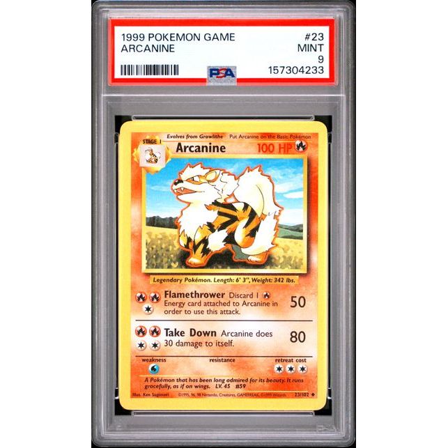 Pokémon TCG: Arcanine #23 PSA 9 - Base