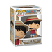 A Funko POP! One Piece: Monkey D. Luffy with Meat vinyl figure by Funko, numbered 1771, featuring Luffy in his signature straw hat, red vest, and blue shorts, displayed inside its original packaging.