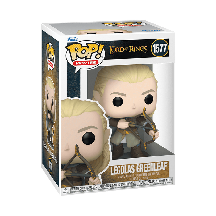 Funko POP! Lord of the Rings: Legolas Greenleaf with Bow & Arrow - #1577 by Funko is a vinyl figure featuring Legolas holding a bow, with blond hair, packaged in a display box.