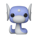 The Funko POP! Pokemon: Dratini - #1050 by Funko is a vinyl collector figure featuring the blue and white serpentine Pokémon with large black eyes, upright fins, and a small white spot on its forehead, displayed against a plain background.