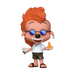 Funko POP! Disney: Bobby Zimuruski #1578 by Funko features a cartoon figure with spiky orange hair, blue sunglasses, a white shirt, green shorts, and sandals, holding an orange seashell in one hand and a spray can in the other, smiling widely.