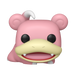Funko POP! Pokemon: Slowpoke - #1077 by Funko, a stylized vinyl figure depicting the pink Pokémon Slowpoke with its signature wide mouth, large eyes, and curled white-tipped tail, is displayed facing forward against a white background.