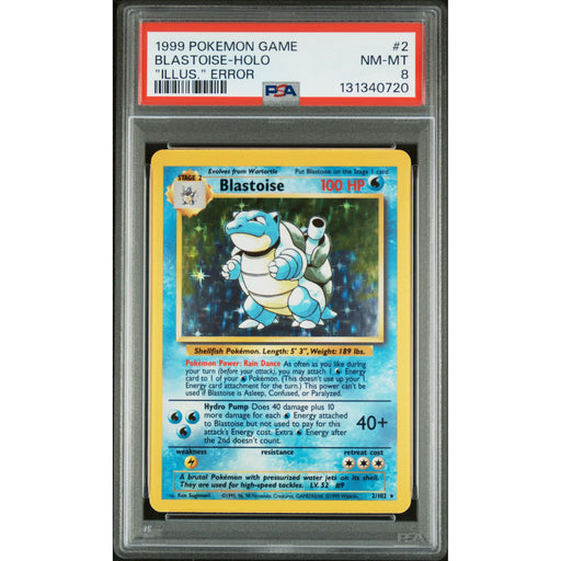 Pokémon TCG: Blastoise 2 Illustration Error PSA 8 Holo - Base Set