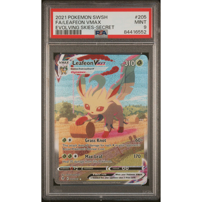 Pokémon TCG: Leafeon Vmax 205 PSA 9 - Evolving Skies