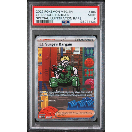 Pokémon TCG: Lt. Surge's Bargain #185 PSA 9 - Mega Evolution