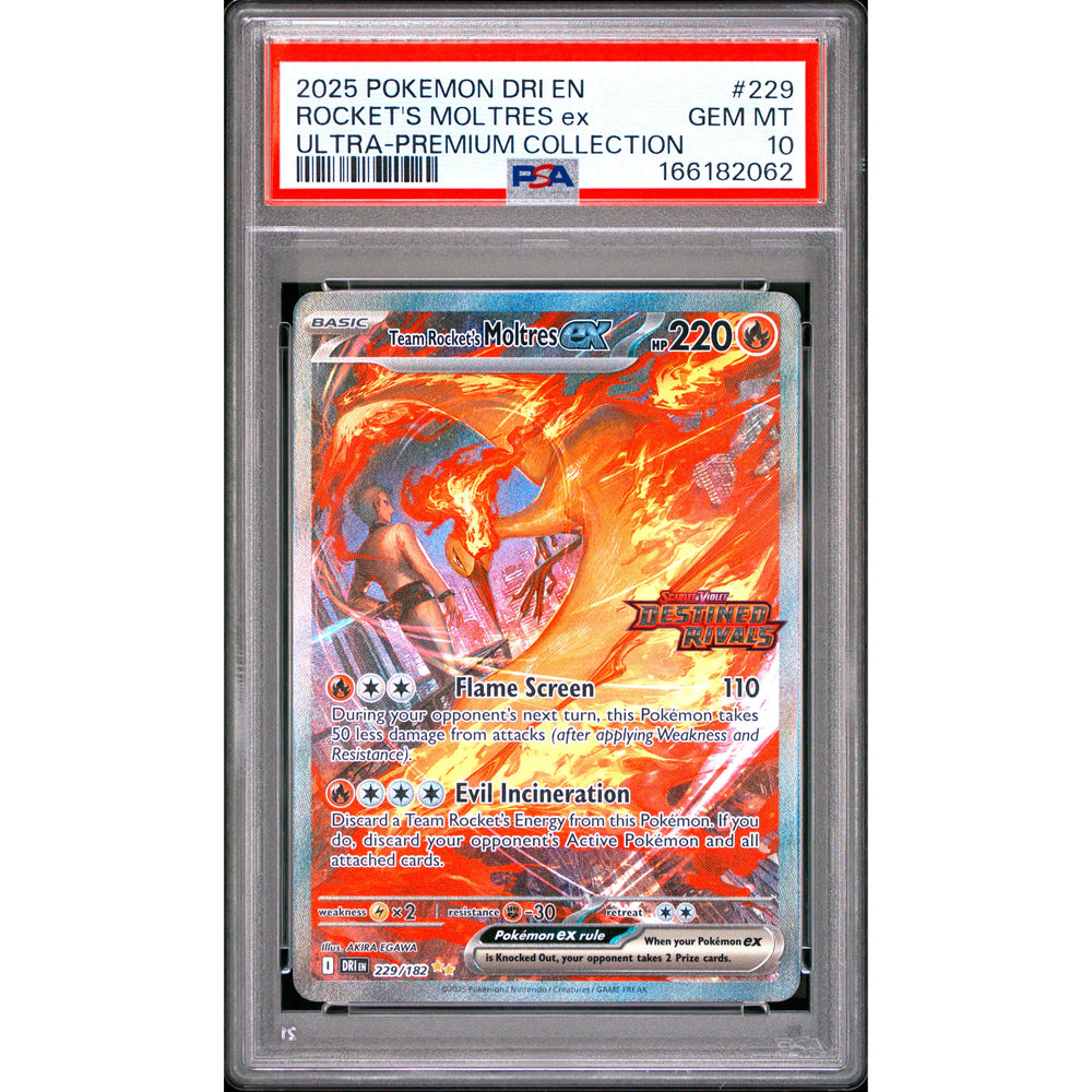 Pokémon TCG: Rocket's Moltres Ex #229 PSA 10 - Destined Rivals